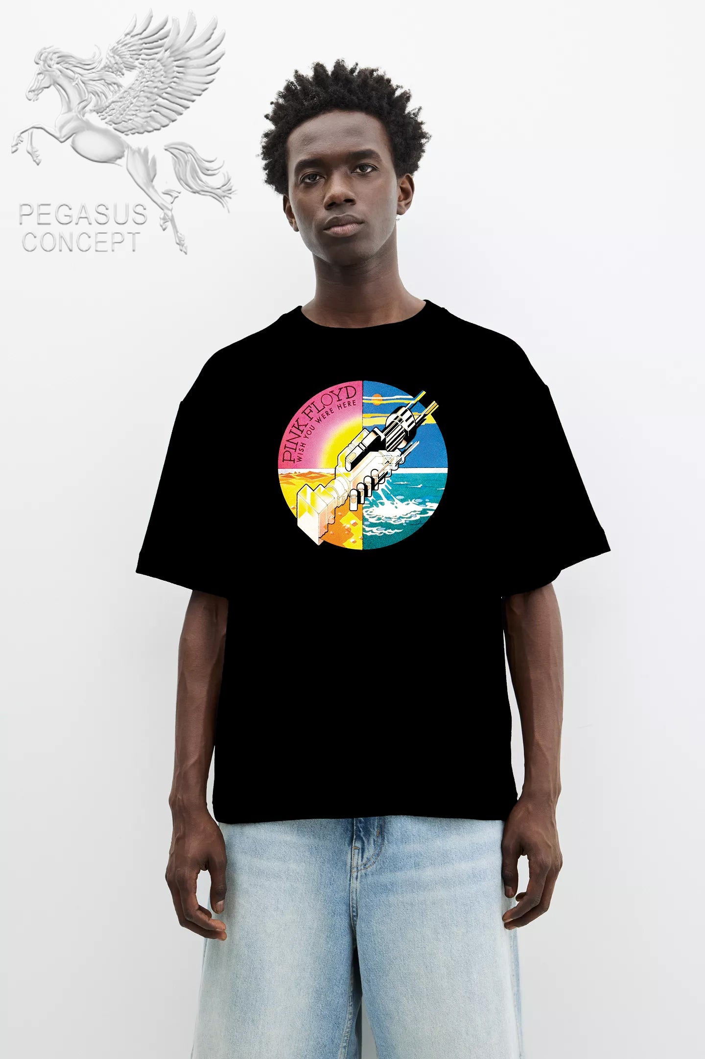 Μπλούζα μακό Premium ποιότητας σε χρώμα μαύρο με τύπωμα Pink Floyd