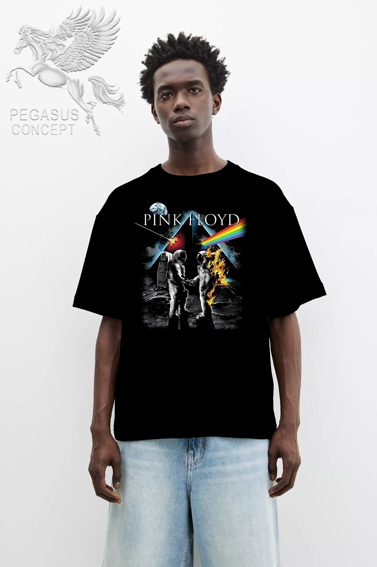 Μπλούζα μακό Premium ποιότητας σε χρώμα μαύρο με τύπωμα Pink Floyd