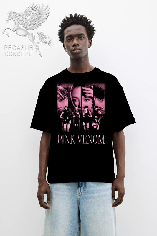 Μπλούζα μακό Premium ποιότητας σε χρώμα μαύρο με τύπωμα Black Pink