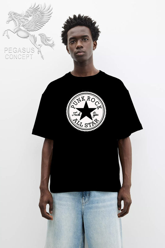 Μπλούζα μακό Premium ποιότητας σε χρώμα μαύρο με τύπωμα Punk Rock
