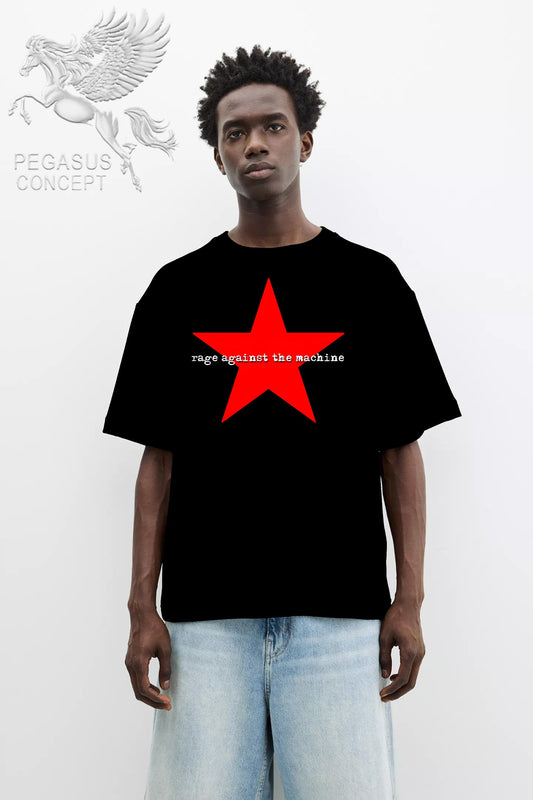 Μπλούζα μακό Premium ποιότητας σε χρώμα μαύρο με τύπωμα Rage against the machine