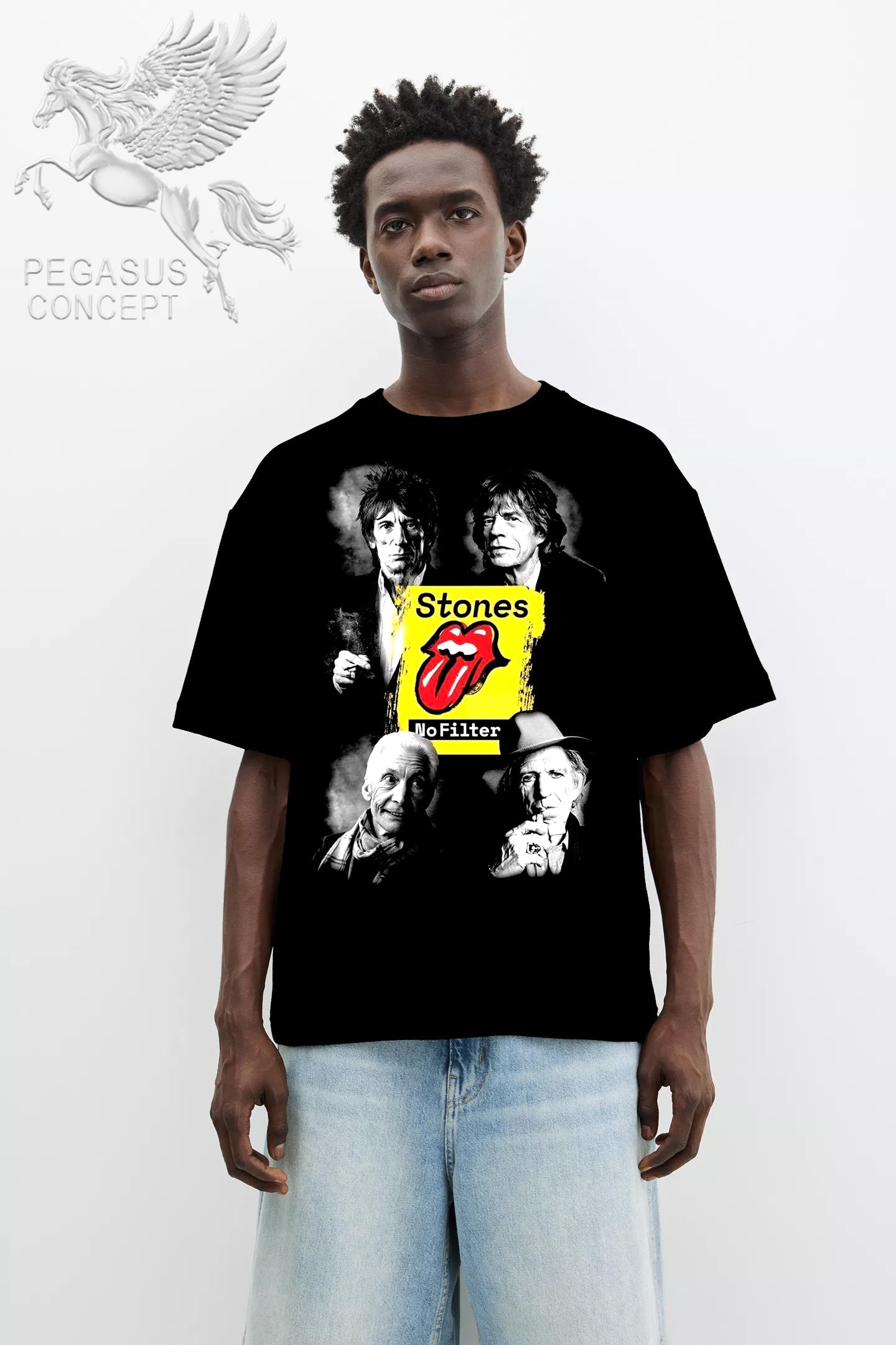 Μπλούζα μακό Premium ποιότητας σε χρώμα μαύρο με τύπωμα Rolling Stones