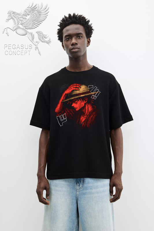 Μπλούζα μακό Premium ποιότητας σε χρώμα μαύρο με τύπωμα One Piece