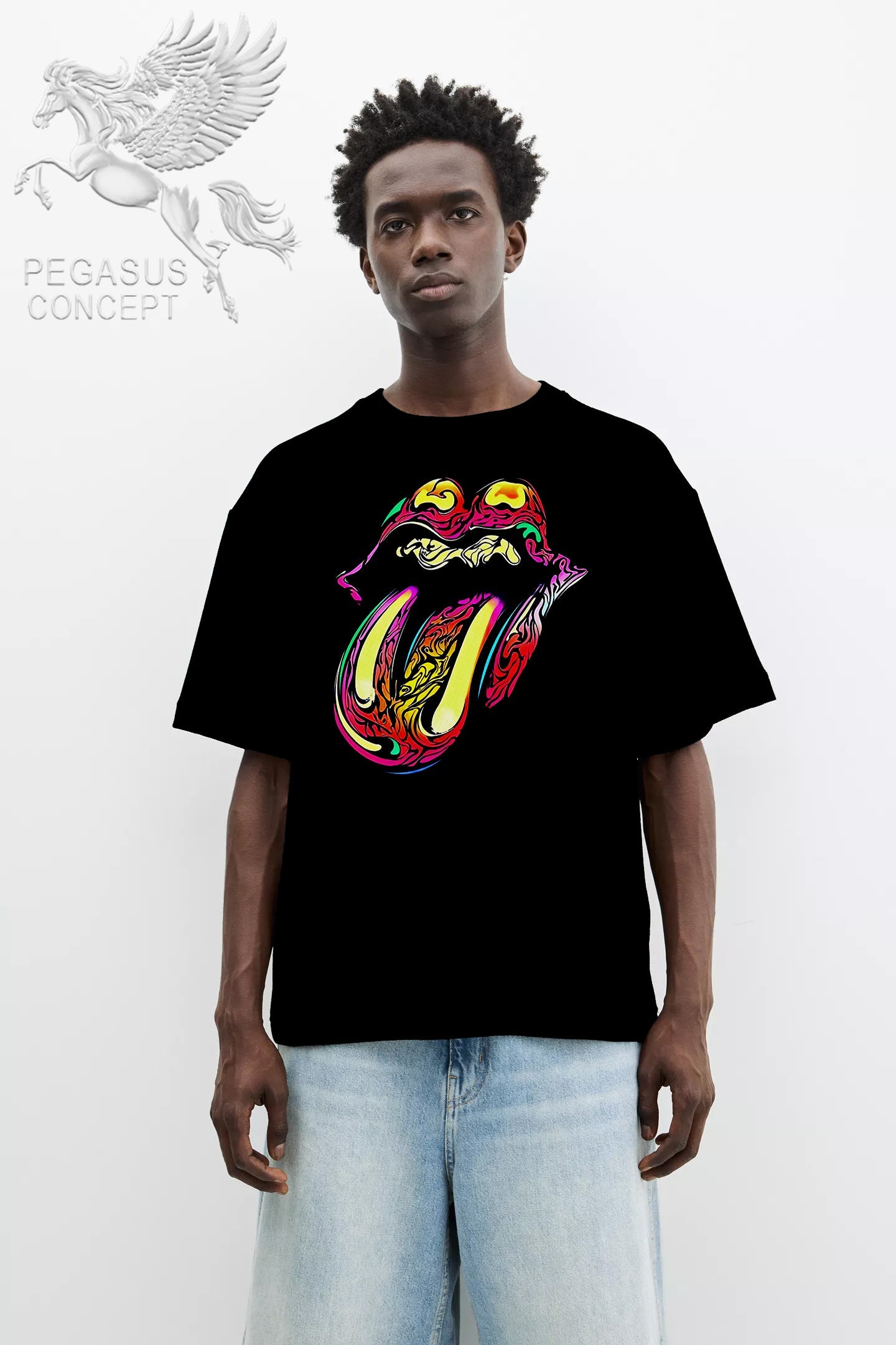 Μπλούζα μακό Premium ποιότητας σε χρώμα μαύρο με τύπωμα Rolling Stones