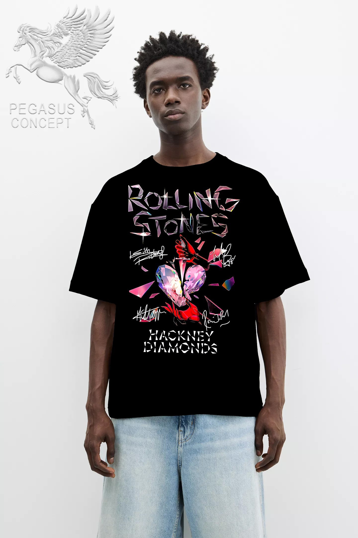 Μπλούζα μακό Premium ποιότητας σε χρώμα μαύρο με τύπωμα Rolling Stones