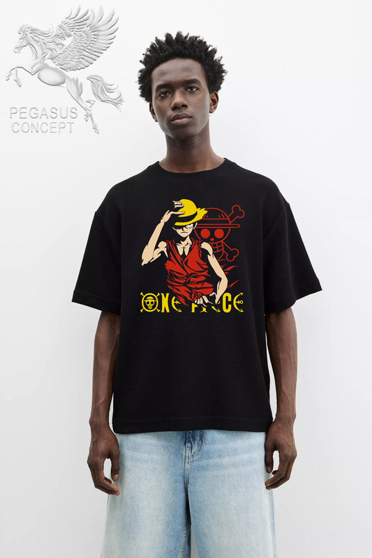 Μπλούζα μακό Premium ποιότητας σε χρώμα μαύρο με τύπωμα One Piece