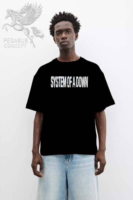 Μπλούζα μακό Premium ποιότητας σε χρώμα μαύρο με τύπωμα System of Down