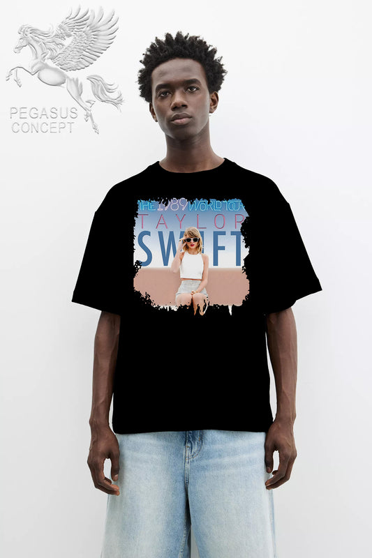 Μπλούζα μακό Premium ποιότητας σε χρώμα μαύρο με τύπωμα Taylor Swift