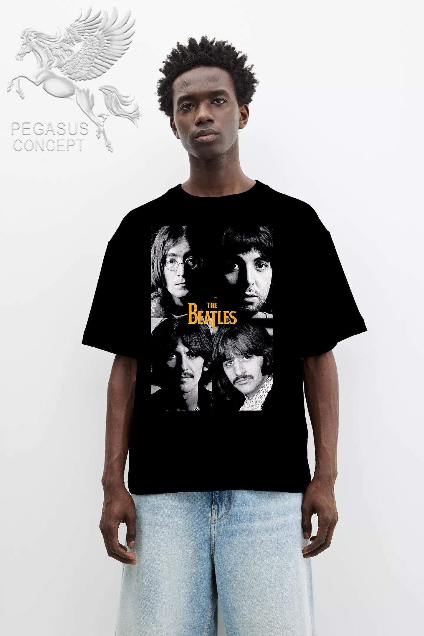 Μπλούζα μακό Premium ποιότητας σε χρώμα μαύρο με τύπωμα The Beatles