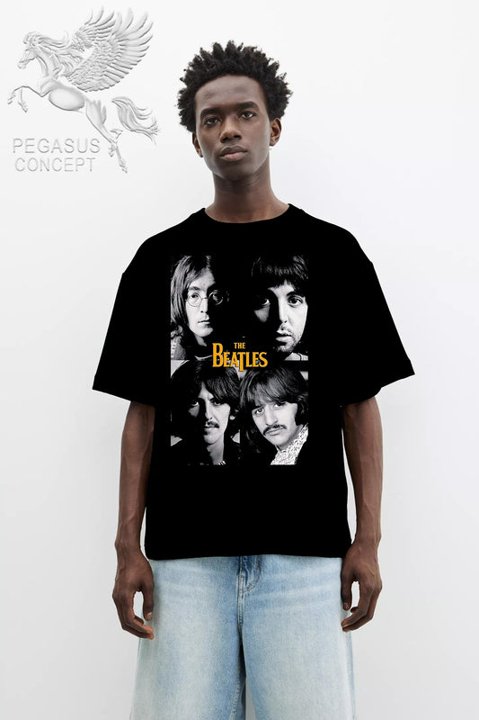 Μπλούζα μακό Premium ποιότητας σε χρώμα μαύρο με τύπωμα The Beatles