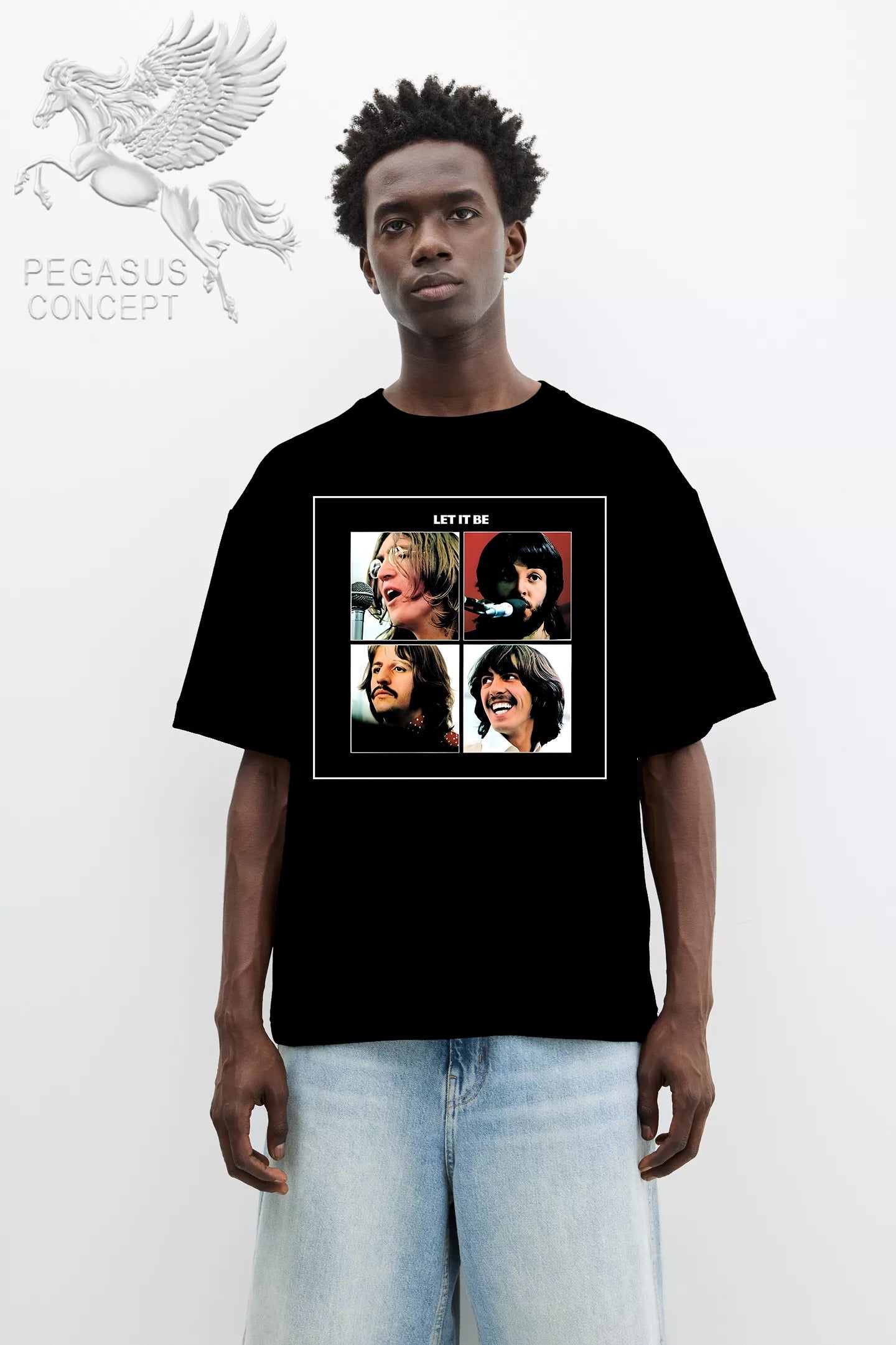 Μπλούζα μακό Premium ποιότητας σε χρώμα μαύρο με τύπωμα The Beatles