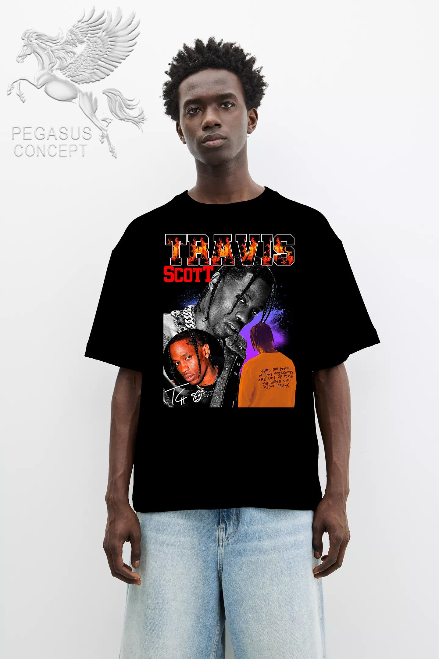 Μπλούζα μακό Premium ποιότητας σε χρώμα μαύρο με τύπωμα Travis Scott