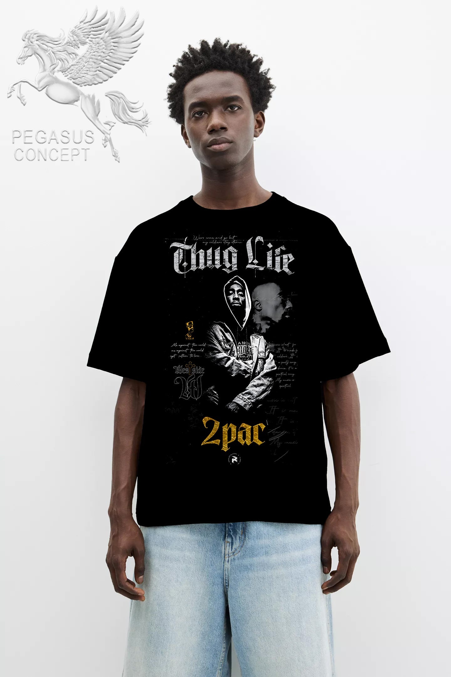 Μπλούζα μακό Premium ποιότητας σε χρώμα μαύρο με τύπωμα Tupac