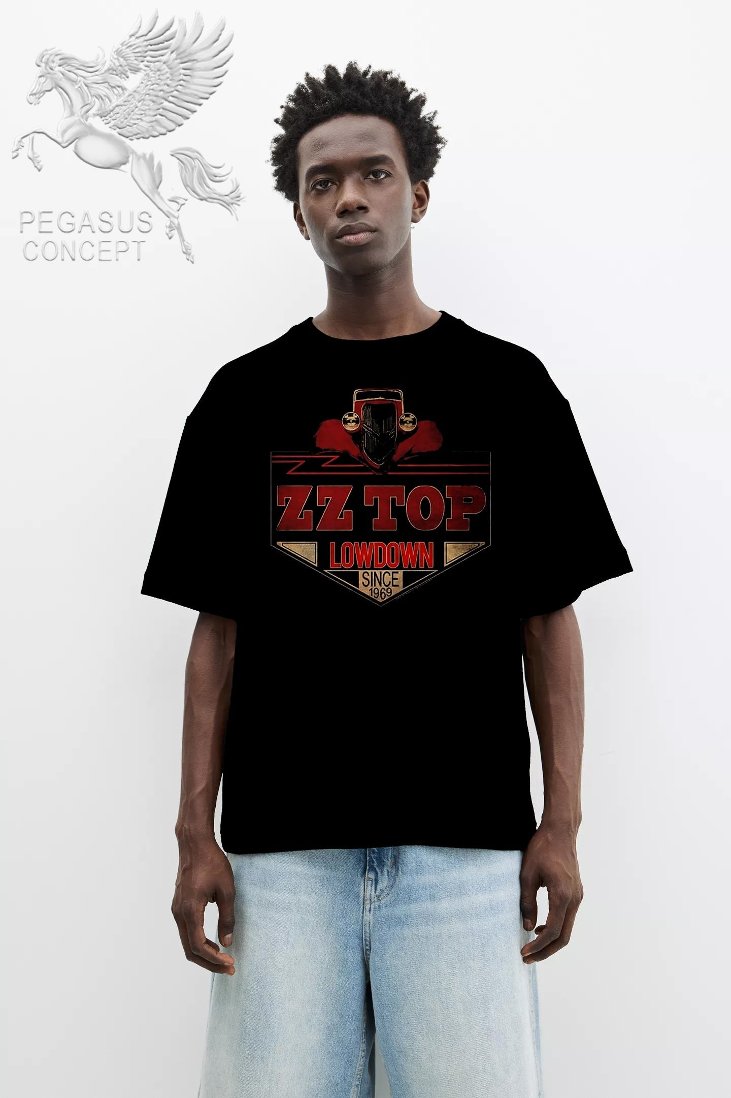 Μπλούζα μακό Premium ποιότητας σε χρώμα μαύρο με τύπωμα ZZ Top