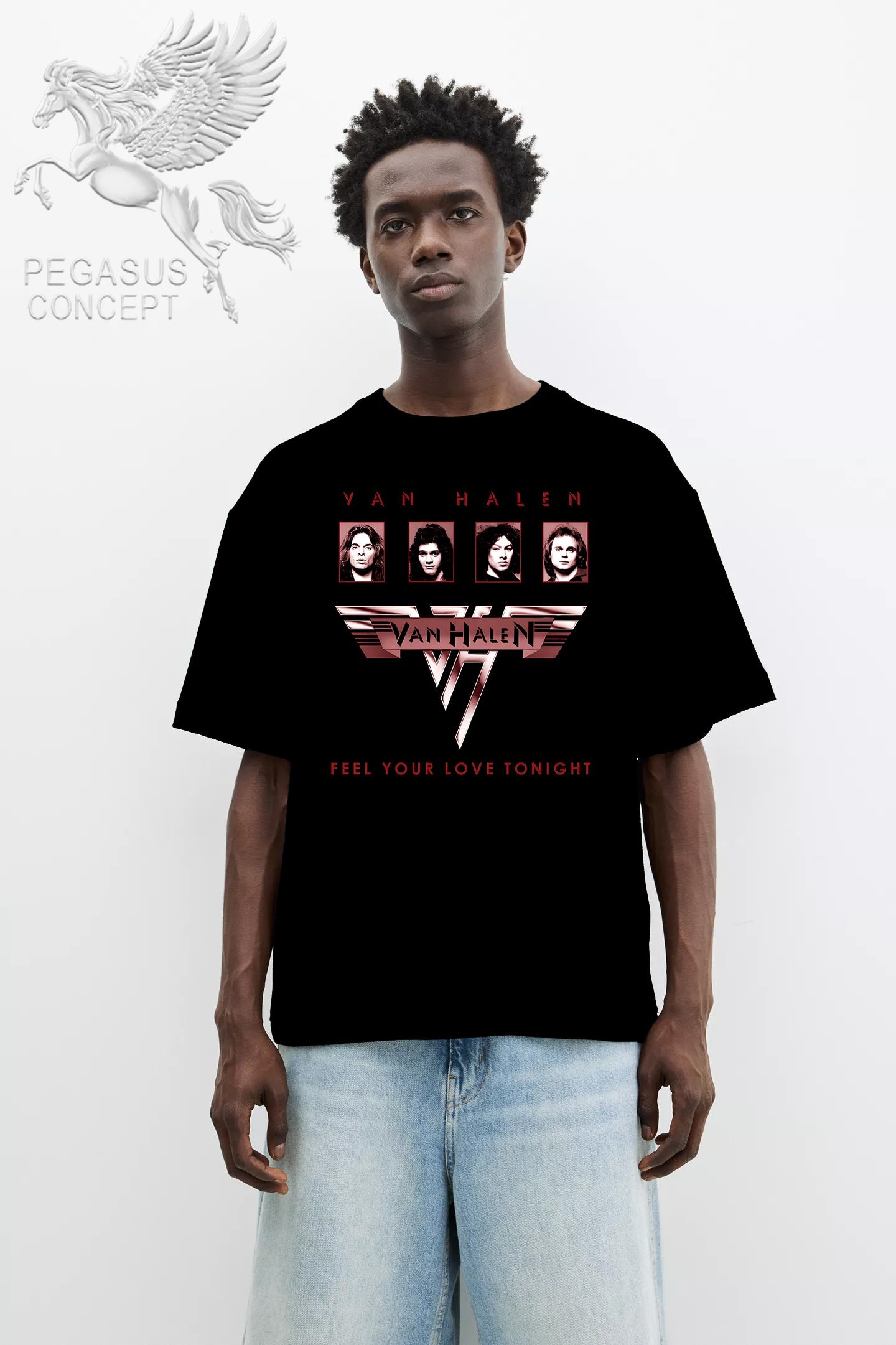 Μπλούζα μακό Premium ποιότητας σε χρώμα μαύρο με τύπωμα Van Halen