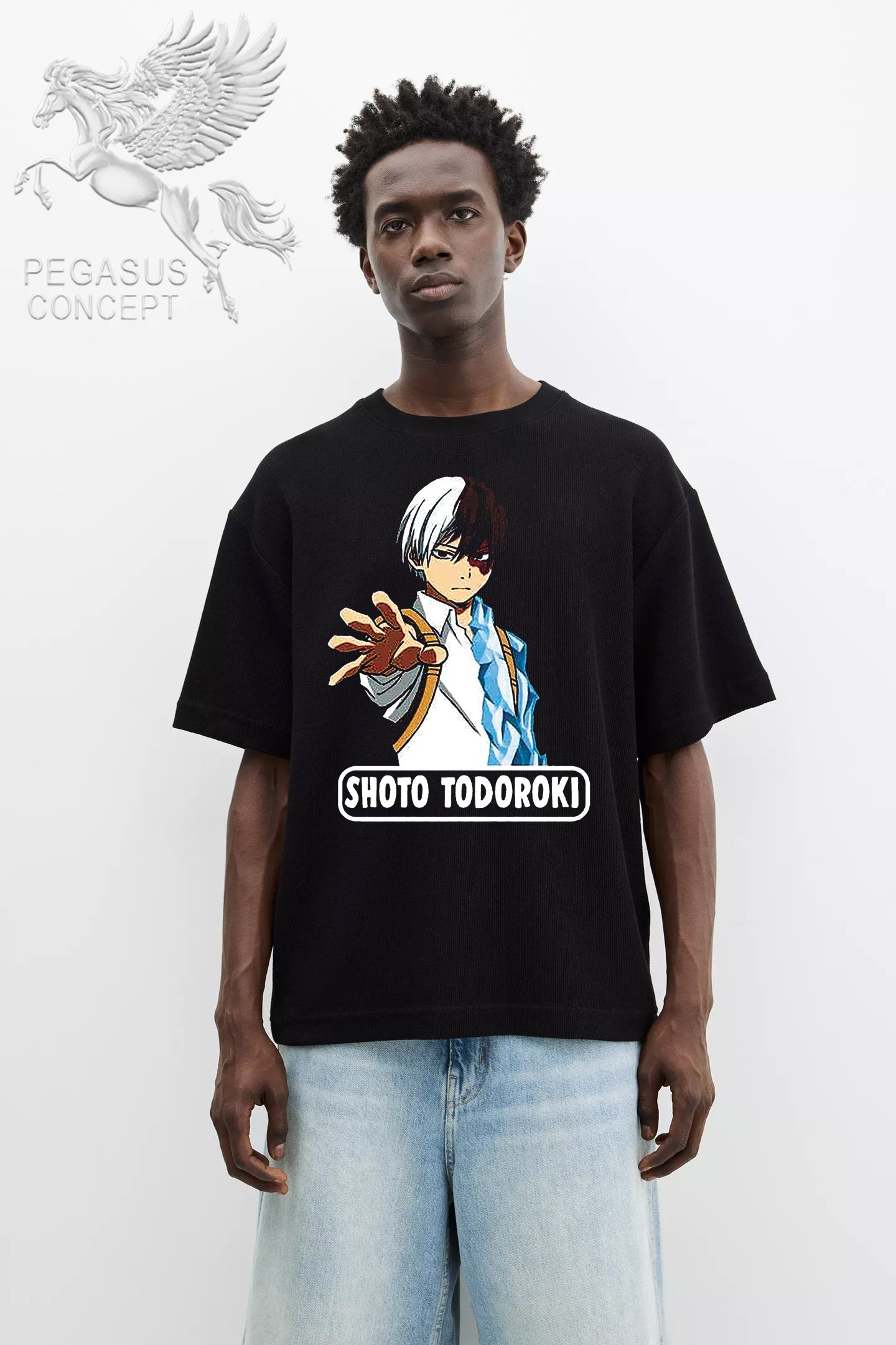 Μπλούζα μακό Premium ποιότητας σε χρώμα μαύρο με τύπωμα Todoroki