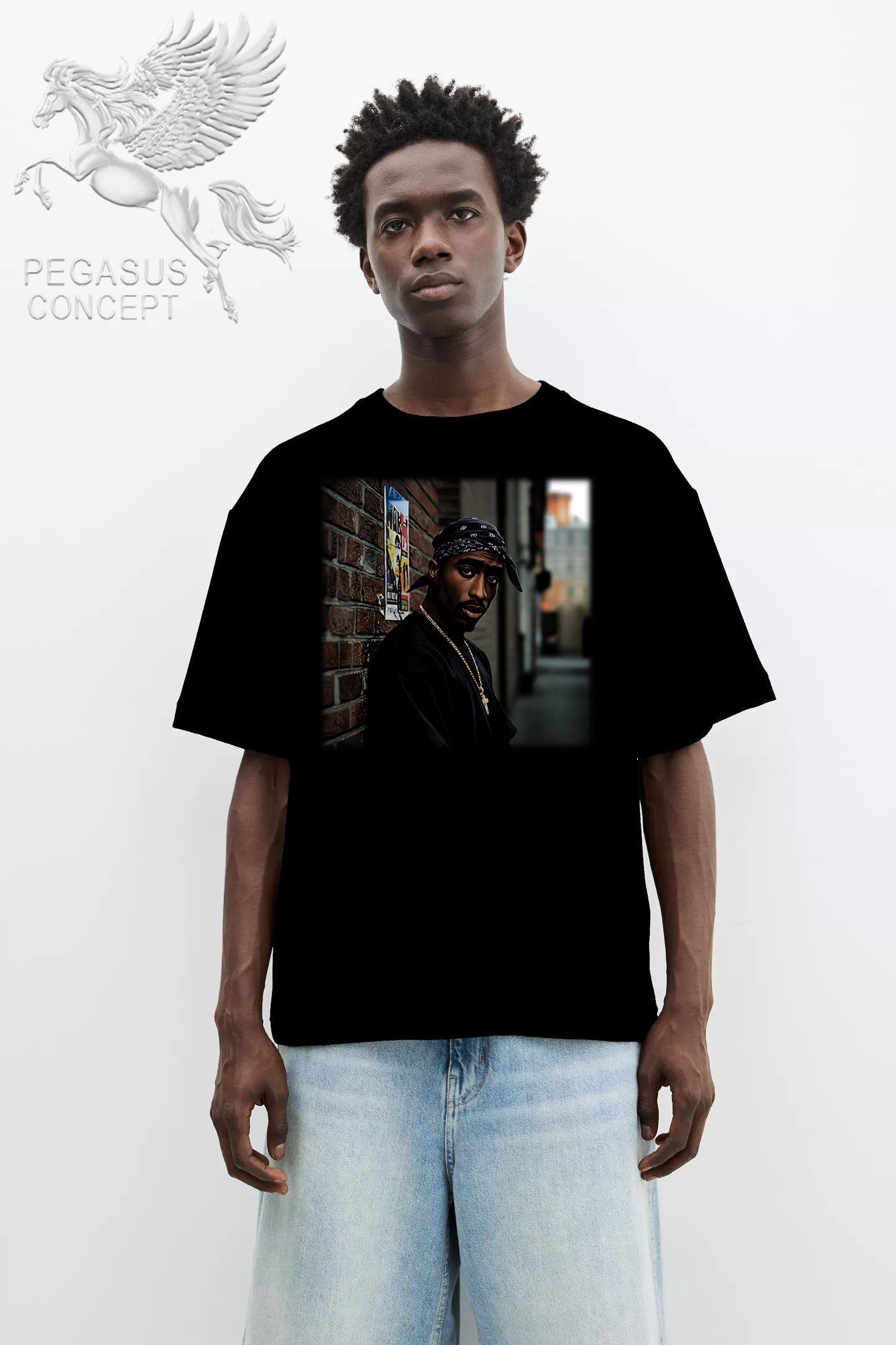 Μπλούζα μακό Premium ποιότητας σε χρώμα μαύρο με τύπωμα Tupac