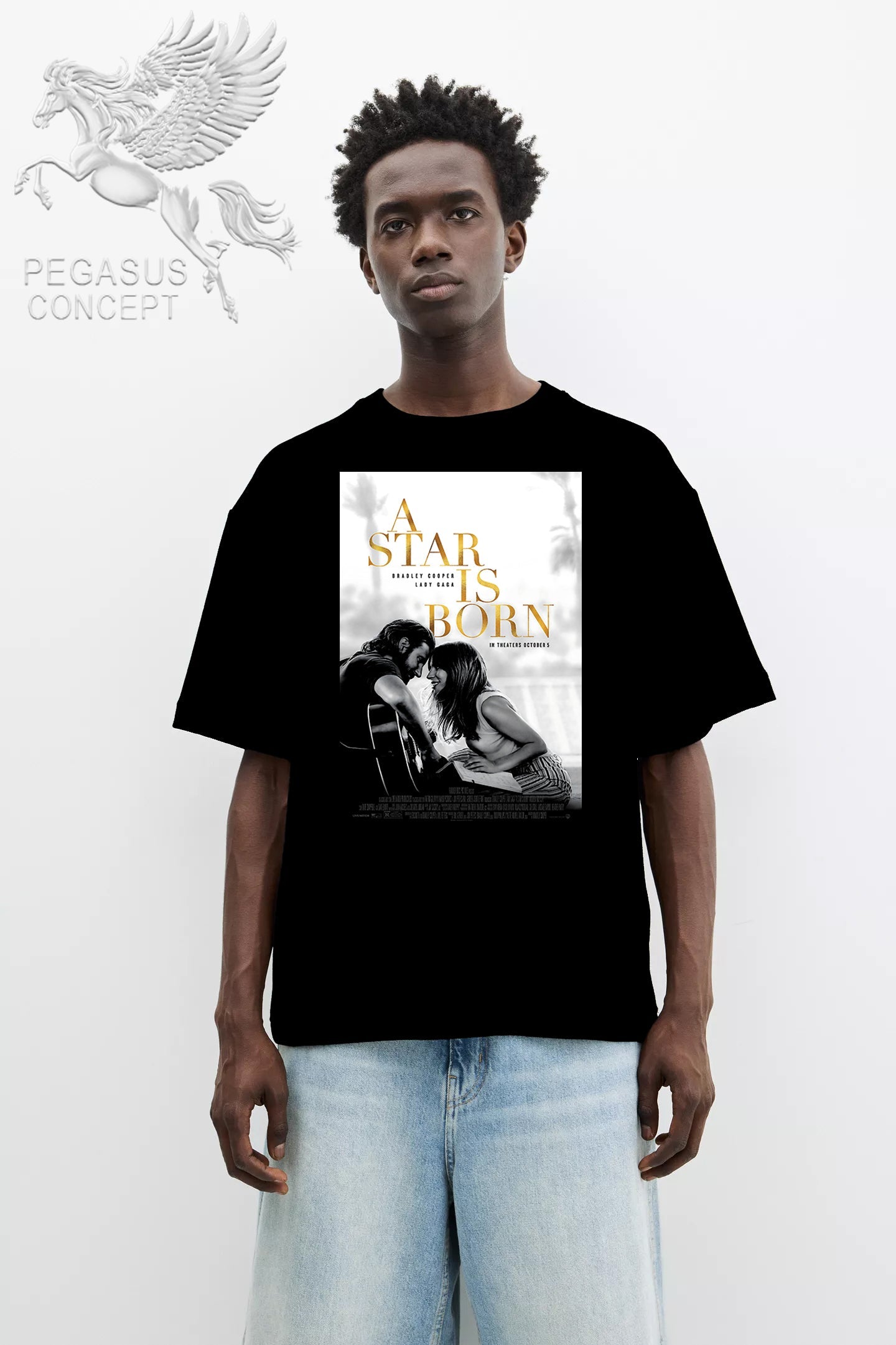 Μπλούζα μακό Premium ποιότητας σε χρώμα μαύρο με τύπωμα A star is Born - Lady Gaga