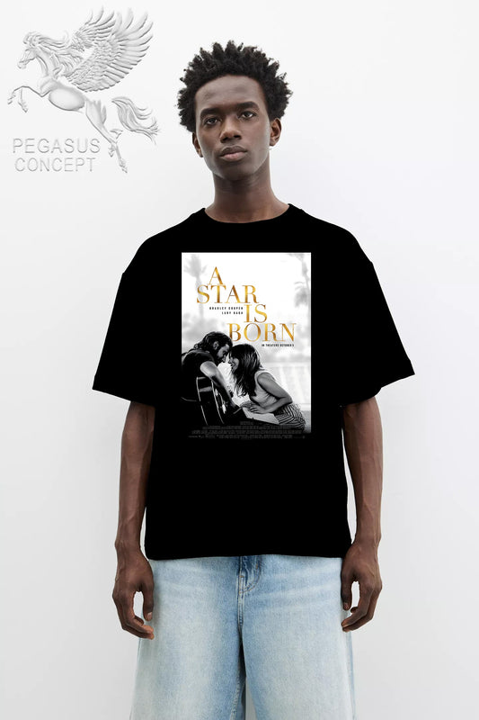Μπλούζα μακό Premium ποιότητας σε χρώμα μαύρο με τύπωμα A star is Born - Lady Gaga