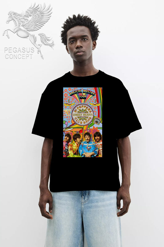 Μπλούζα μακό Premium ποιότητας σε χρώμα μαύρο με τύπωμα The Beatles