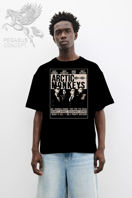 Μπλούζα μακό Premium ποιότητας σε χρώμα μαύρο με τύπωμα Arctic Monkeys