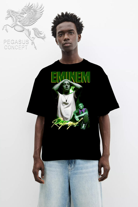 Μπλούζα μακό Premium ποιότητας σε χρώμα μαύρο με τύπωμα Eminem