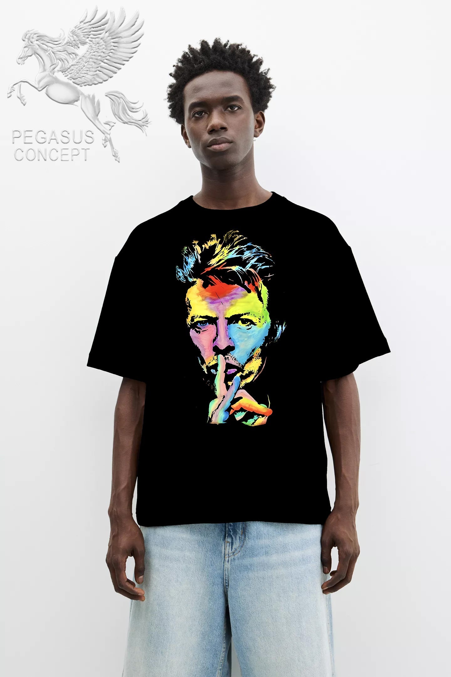 Μπλούζα μακό Premium ποιότητας σε χρώμα μαύρο με τύπωμα David Bowie