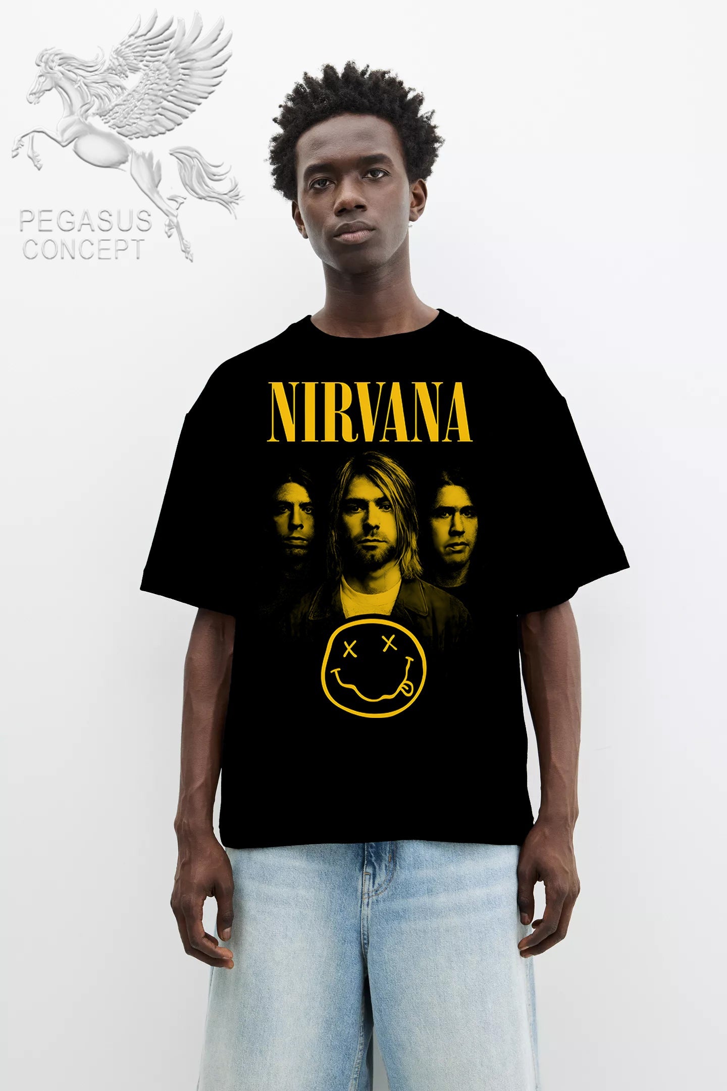 Μπλούζα μακό Premium ποιότητας σε χρώμα μαύρο με τύπωμα Nirvana