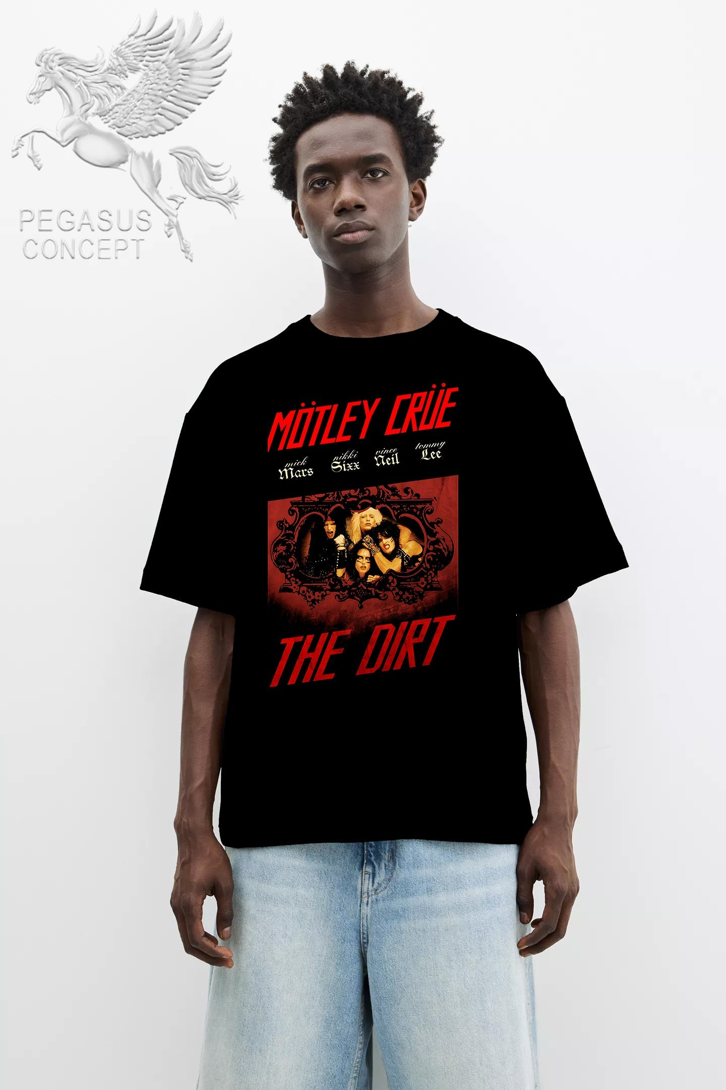 Μπλούζα μακό Premium ποιότητας σε χρώμα μαύρο με τύπωμα Motley Crue