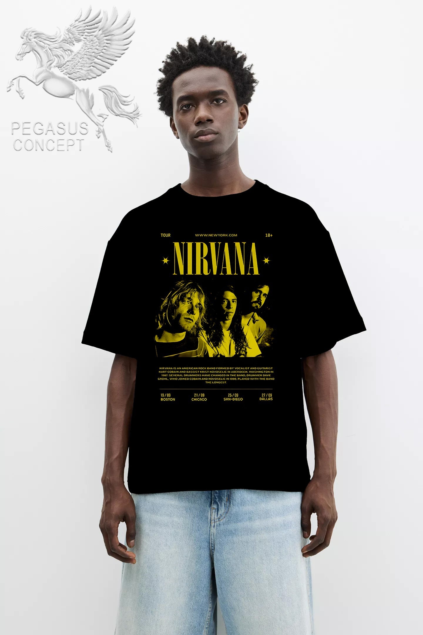 Μπλούζα μακό Premium ποιότητας σε χρώμα μαύρο με τύπωμα Nirvana Poster