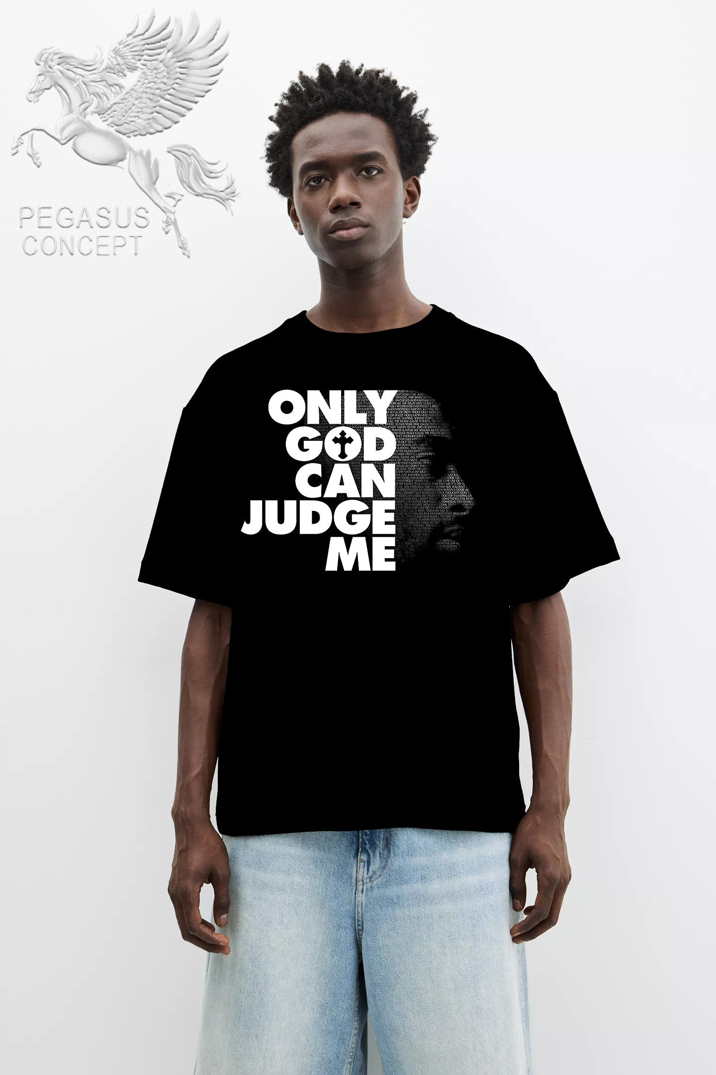 Μπλούζα μακό Premium ποιότητας σε χρώμα μαύρο με τύπωμα Tupac - Only God