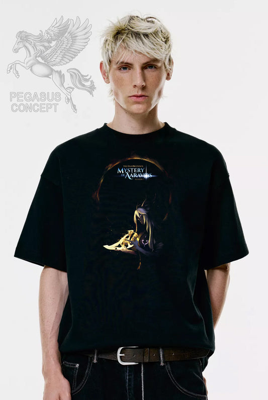 Μπλούζα μακό Premium ποιότητας σε χρώμα μαύρο με τύπωμα Mystery of Aravos