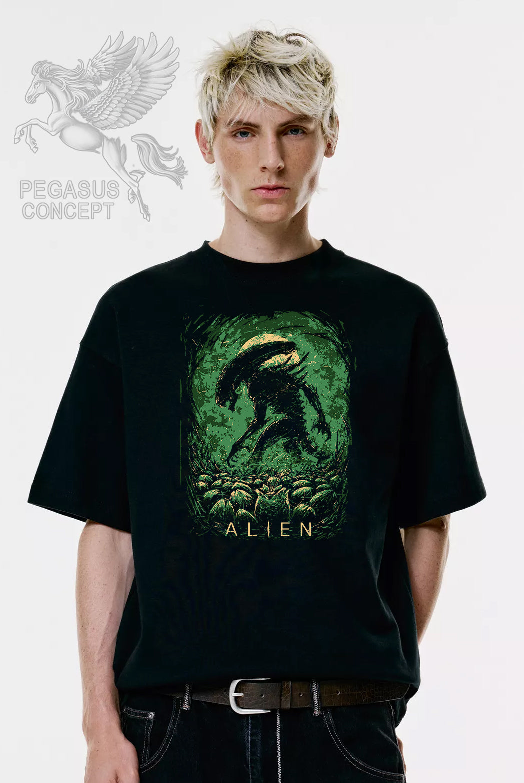 Μπλούζα μακό Premium ποιότητας σε χρώμα μαύρο με τύπωμα Alien