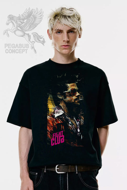 Μπλούζα μακό Premium ποιότητας σε χρώμα μαύρο με τύπωμα Fight Club