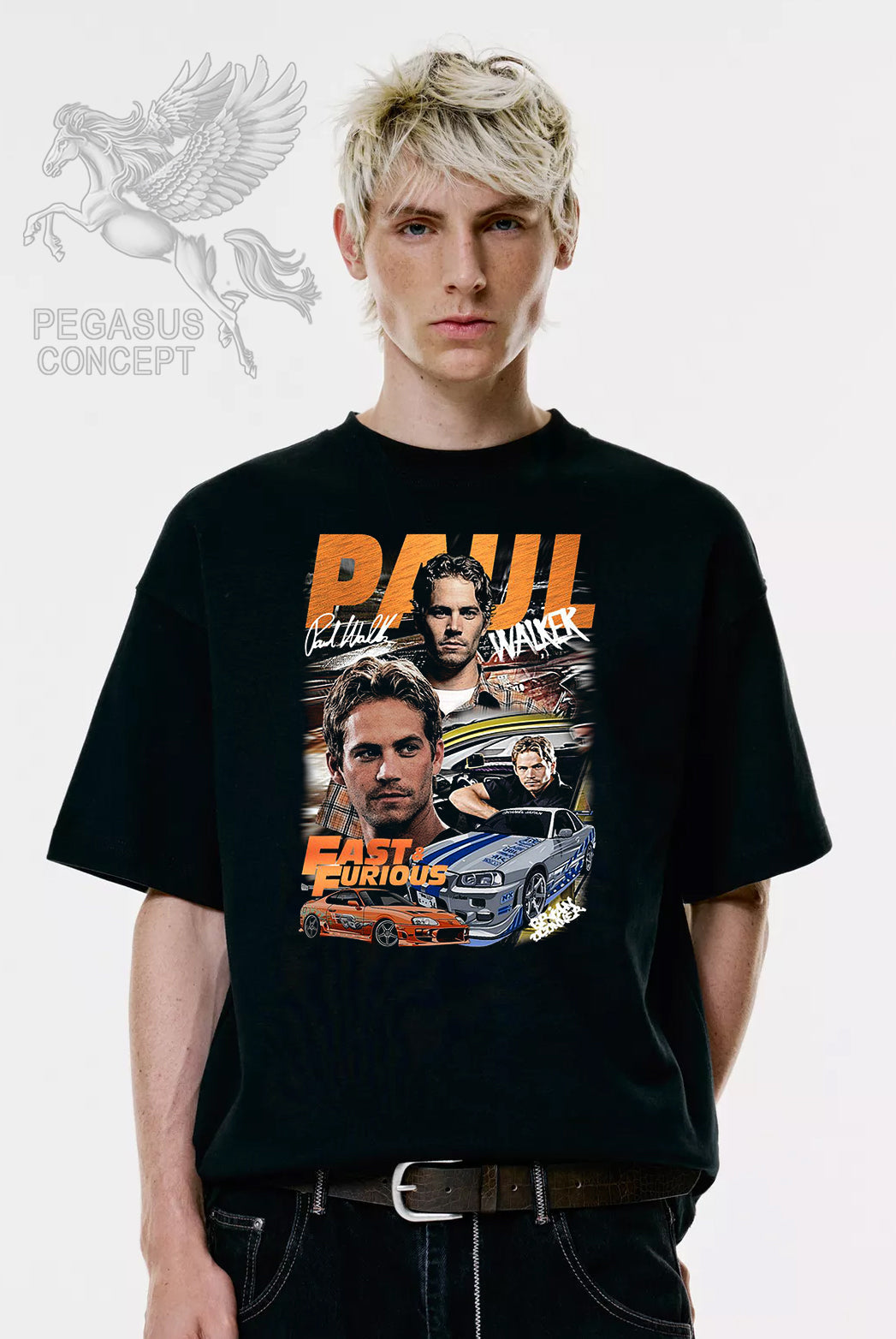 Μπλούζα μακό Premium ποιότητας σε χρώμα μαύρο με τύπωμα Paul Walker