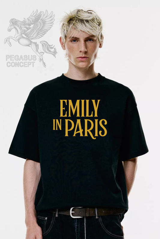 Μπλούζα μακό Premium ποιότητας σε χρώμα μαύρο με τύπωμα Emily in Paris