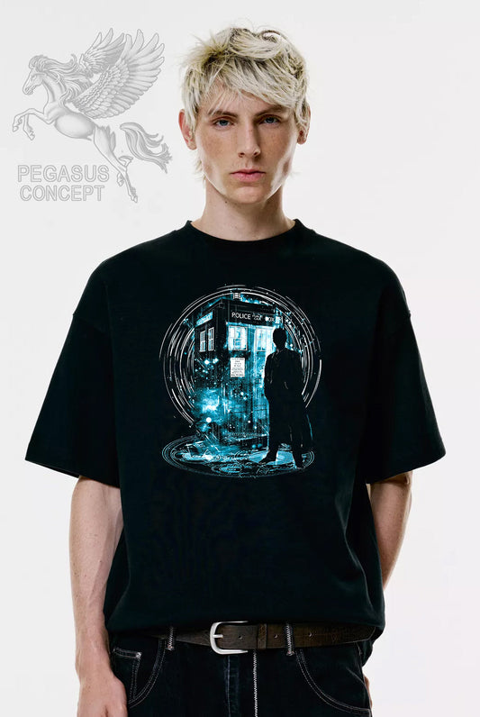 Μπλούζα μακό Premium ποιότητας σε χρώμα μαύρο με τύπωμα Dr.Who