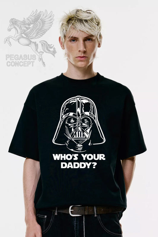 Μπλούζα μακό Premium ποιότητας σε χρώμα μαύρο με τύπωμα Star Wars Darth Vader - Who's your Daddy