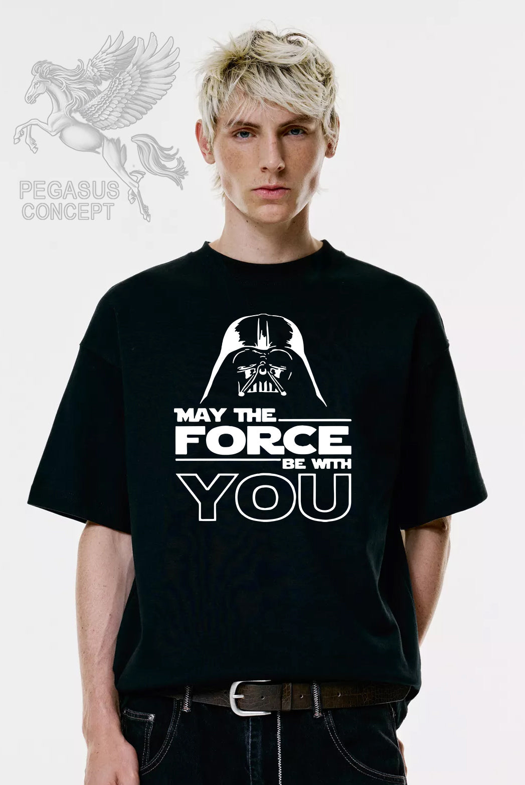 Μπλούζα μακό Premium ποιότητας σε χρώμα μαύρο με τύπωμα Star Wars Darth Vader-May the force be with you