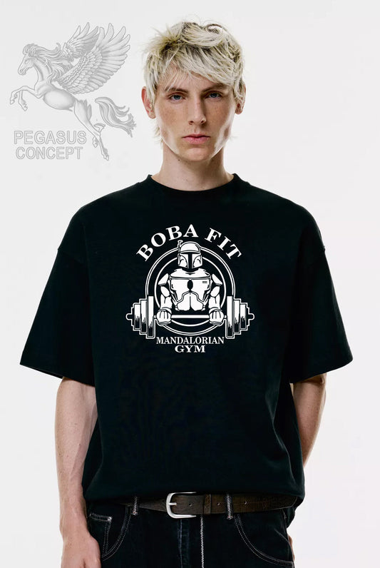 Μπλούζα μακό Premium ποιότητας σε χρώμα μαύρο με τύπωμα Boba Fit
