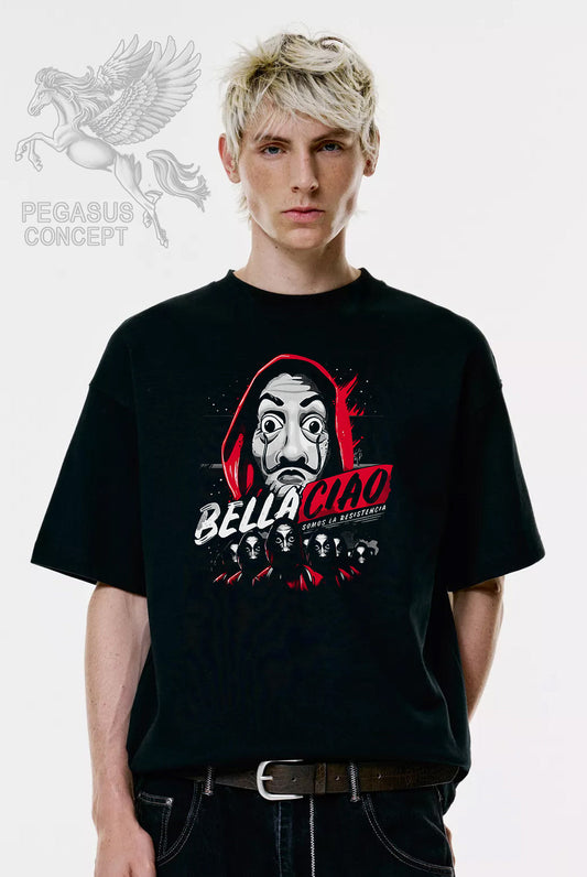Μπλούζα μακό Premium ποιότητας σε χρώμα μαύρο με τύπωμα Bella Ciao