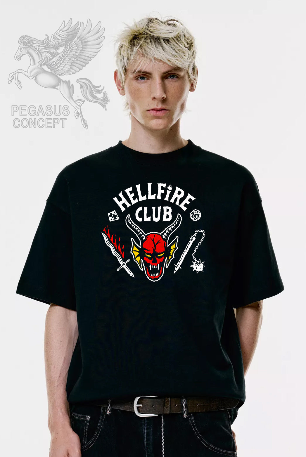 Μπλούζα μακό Premium ποιότητας σε χρώμα μαύρο με τύπωμα Hellfire Club