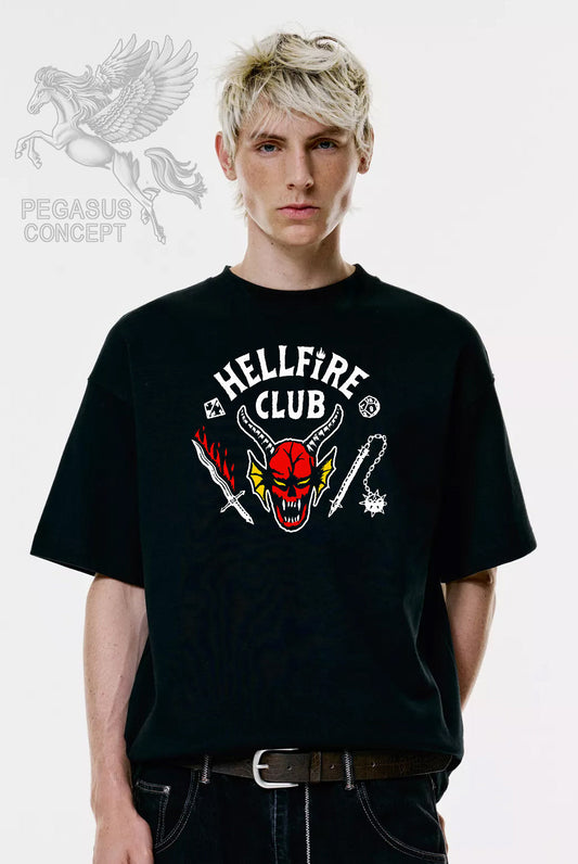 Μπλούζα μακό Premium ποιότητας σε χρώμα μαύρο με τύπωμα Hellfire Club
