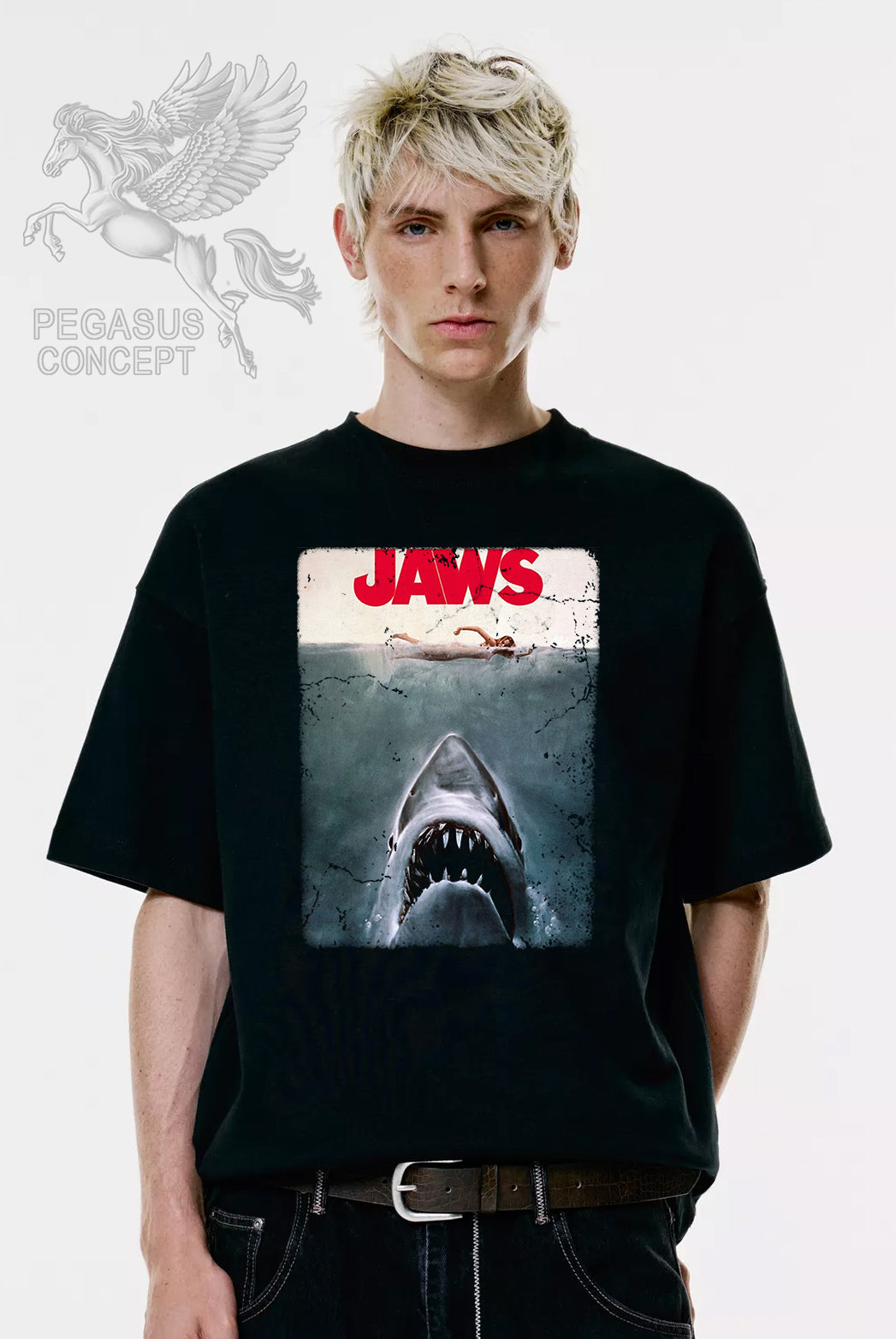Μπλούζα μακό Premium ποιότητας σε χρώμα μαύρο με τύπωμα Jaws