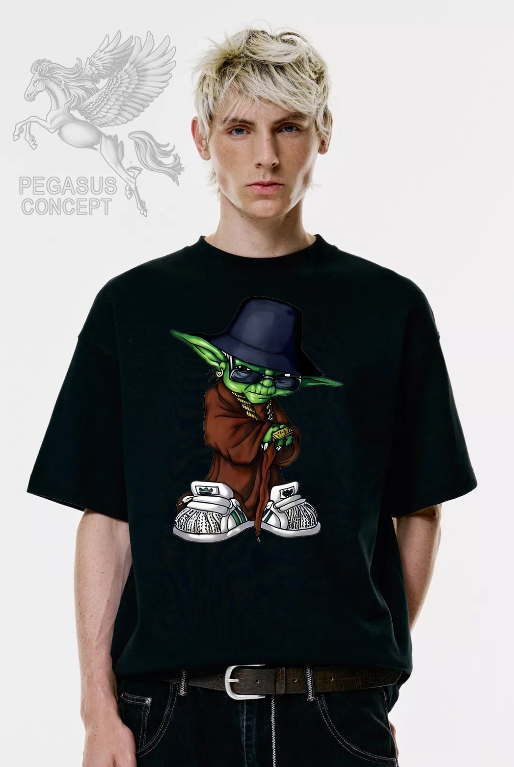 Μπλούζα μακό Premium ποιότητας σε χρώμα μαύρο με τύπωμα Star Wars Joda Hip Hop