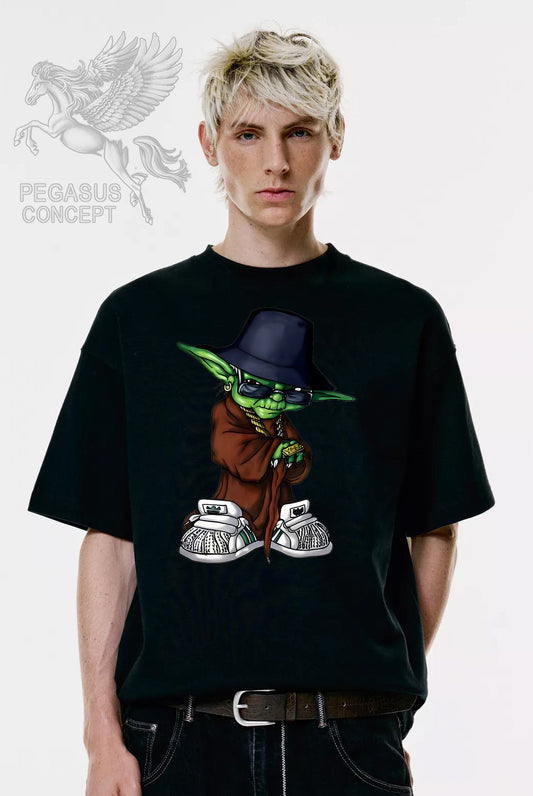 Μπλούζα μακό Premium ποιότητας σε χρώμα μαύρο με τύπωμα Star Wars Joda Hip Hop