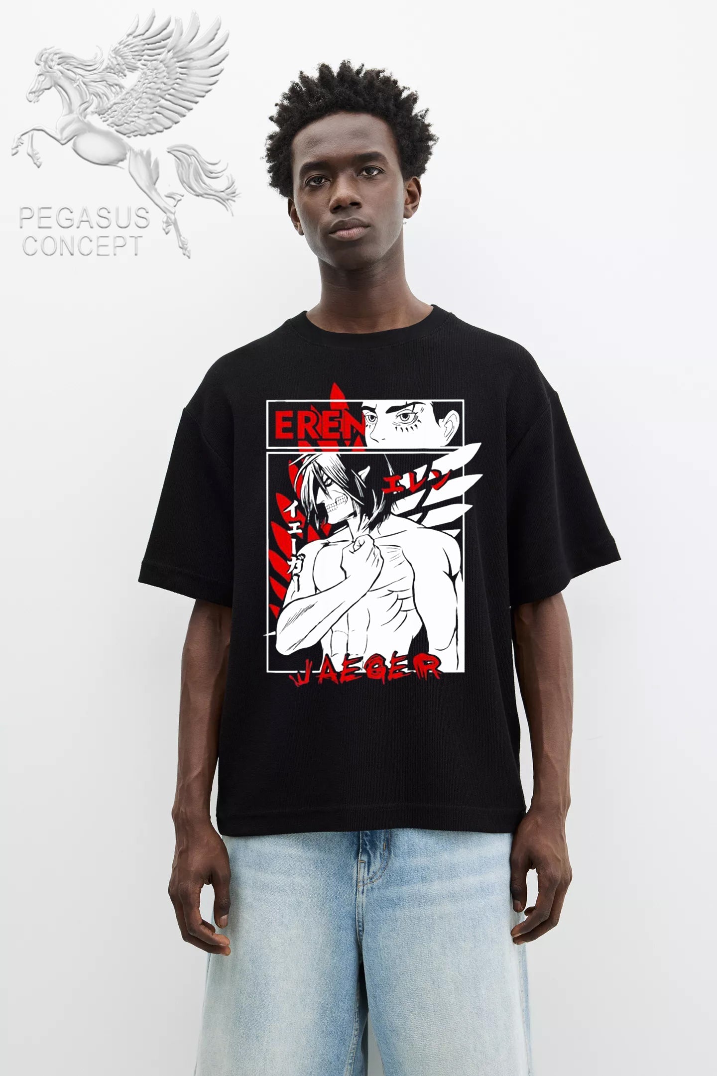 Μπλούζα μακό Premium ποιότητας σε χρώμα μαύρο με τύπωμα Attack on Titan