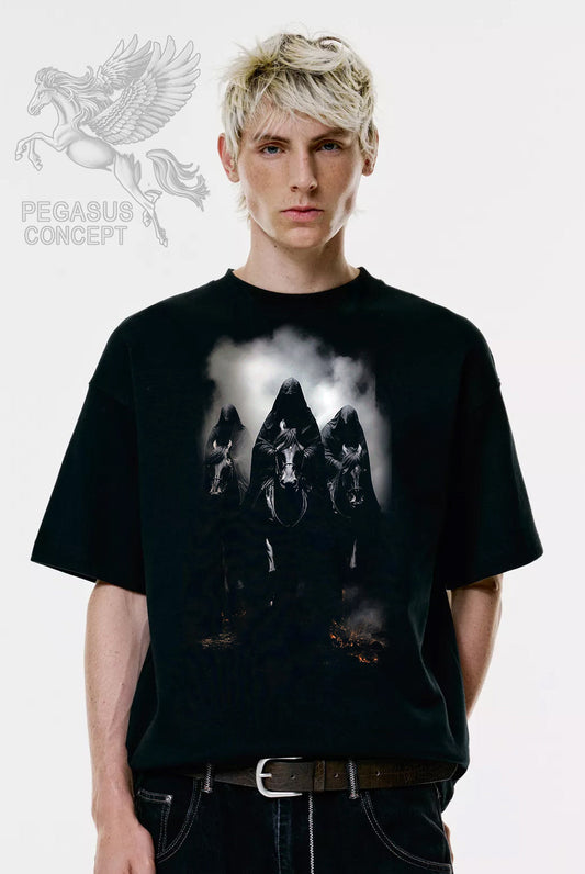 Μπλούζα μακό Premium ποιότητας σε χρώμα μαύρο με τύπωμα Lord of the Rings - Nazguls