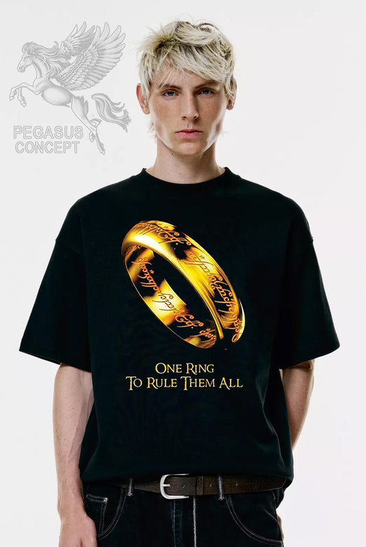Μπλούζα μακό Premium ποιότητας σε χρώμα μαύρο με τύπωμα Lord of the Rings - The Ring