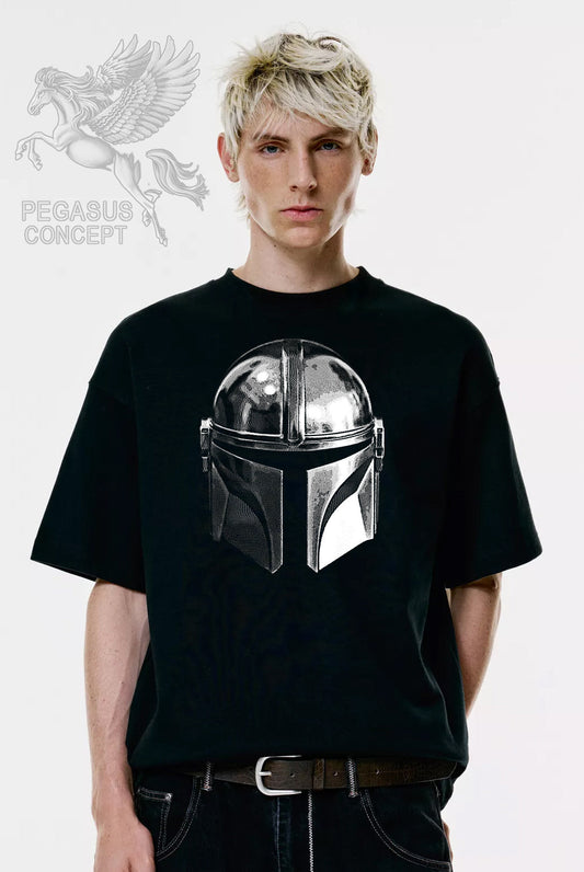 Μπλούζα μακό Premium ποιότητας σε χρώμα μαύρο με τύπωμα Star Wars Mandalorian